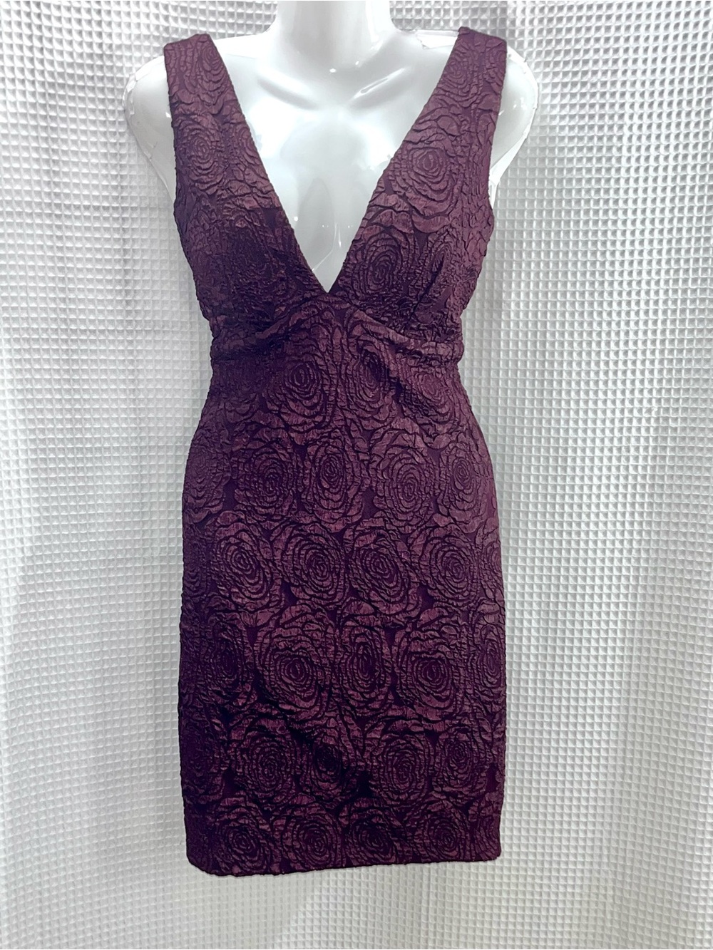 Siena Studio Plum Floral Jacquard V-Neck Mini Dress size 4